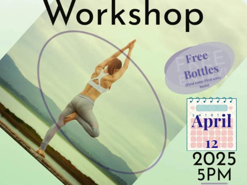 Yoga workshop april 12 5 pm alumni gym