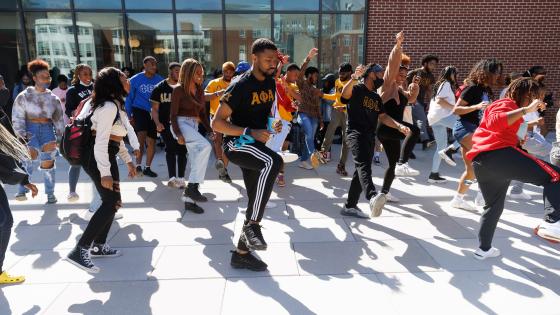 students stepping