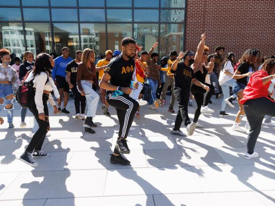 students stepping